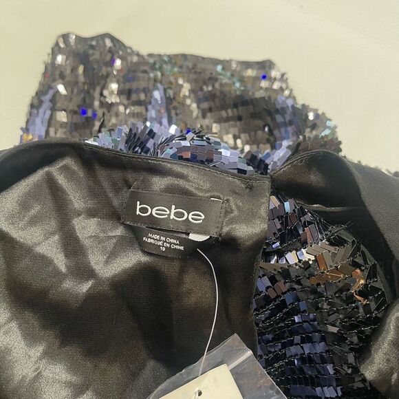 NWT BEBE Black Blue Sequin Embellished Romper Size 10 NEW - Picture 3 of 6